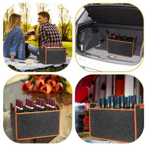 12-Bottle Felt Wine Carrier Storage Box with Divider Liquor