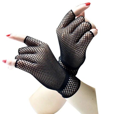 1 Pair Unisex Short Fishnet Gloves Fashion Girl Fingerless M