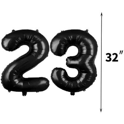 Black Happy Birthday Number Foil Balloons Adult Kids Party D