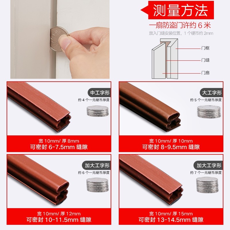 防盗门 门缝密封条防风r进户门防撞隔音卧室门底门窗门边挡风胶条