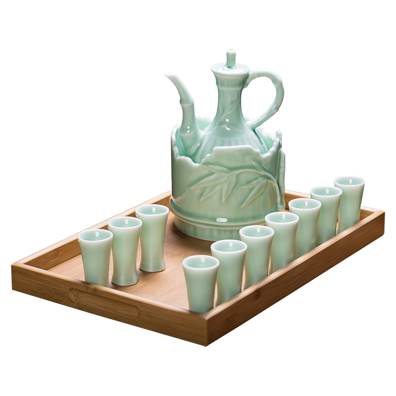 传统酒杯套装家用酒盅陶瓷酒具白C酒杯仿古温酒器黄酒烫酒壶暖热