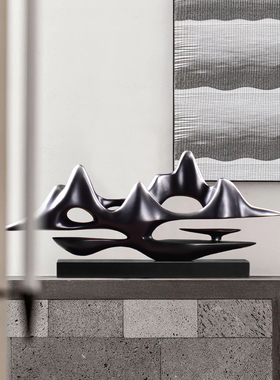 新中式办公室靠山雕塑摆设样板间茶室软装饰品客厅电视Y柜玄关摆