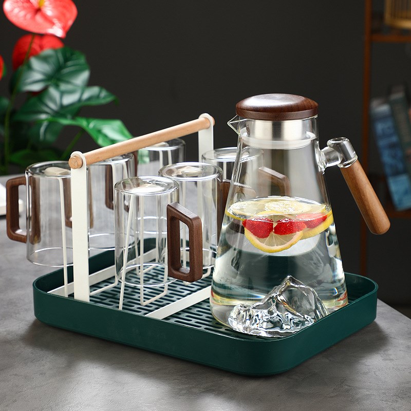 烟灰色玻璃冷水壶水杯家用套装耐高温凉水壶大容量北欧冰水壶扎壶