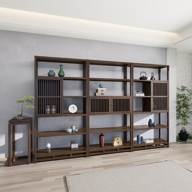 实木博古架新中式茶壶架子茶架茶叶架货架展台古董家具茶叶收纳柜