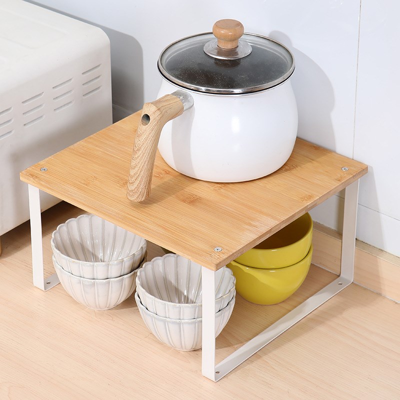 现货楠竹分层置物架厨房卫生间台面收纳架桌面金属调味瓶收纳架