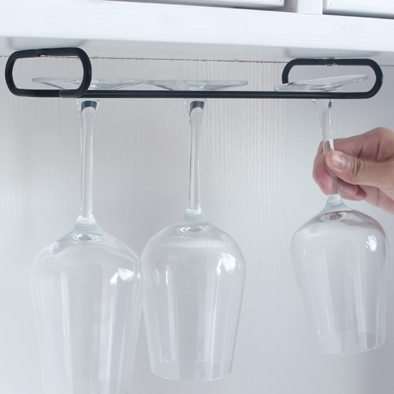 厂家家用酒吧橱柜悬挂高脚杯单排倒挂葡萄红酒杯架吊杯架