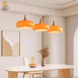 创意日式个性柿子饼包斯豪中古餐厅阳台吊灯简约民宿茶室原木灯具