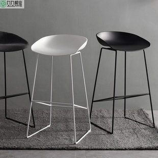 创意吧台椅个性接待椅铁艺工业风高脚椅子办公前台椅黑色酒吧椅子