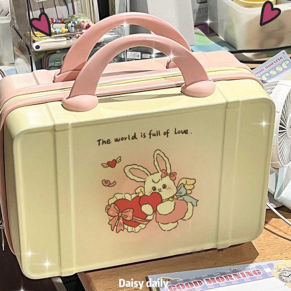 原创爱心兔子可爱化妆箱2023新款便携旅行大容量14寸化妆包收纳箱,收纳整理,化妆箱/盒,淘宝优惠券,粉丝福利购,淘宝优惠卷