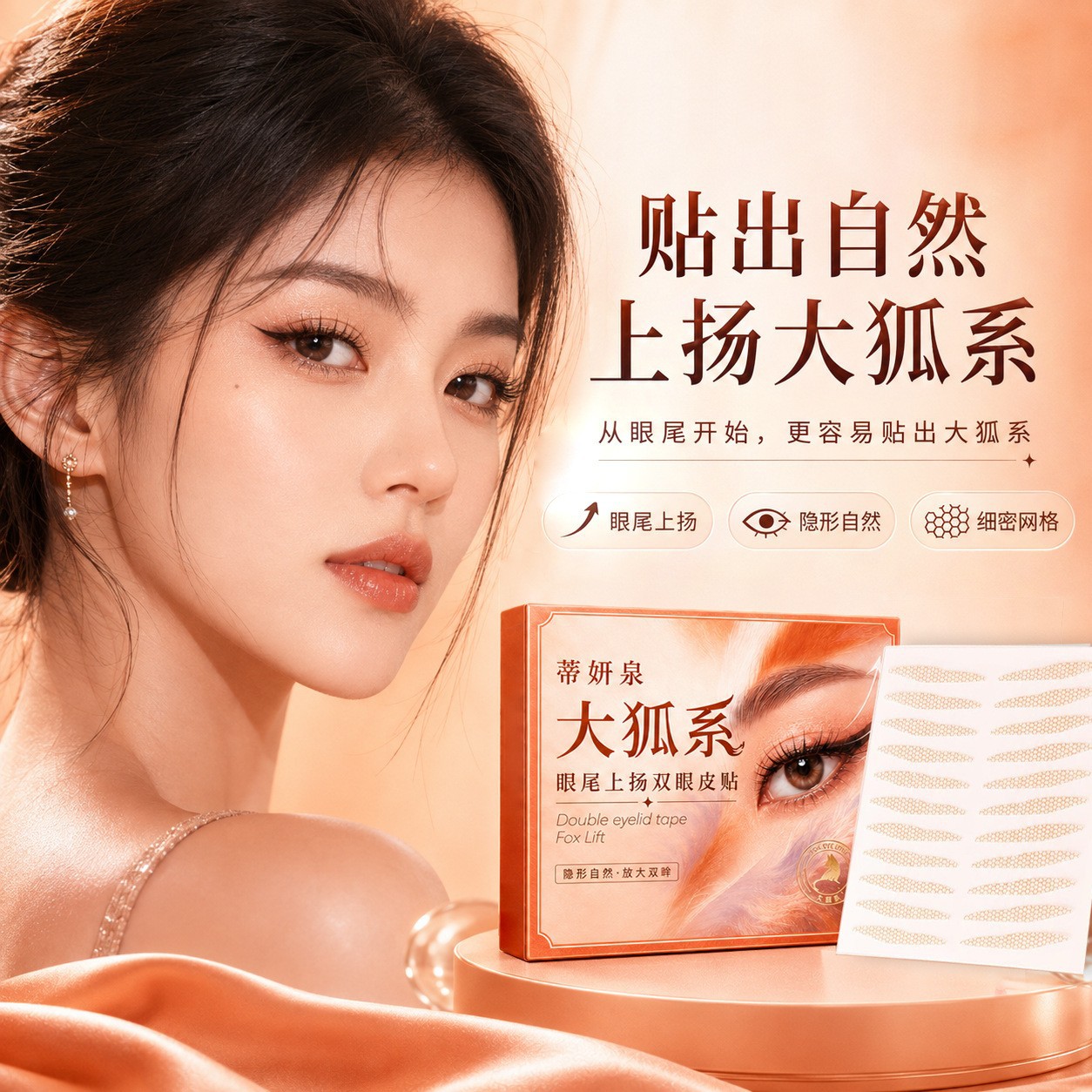 蒂妍泉大狐系眼尾上扬双眼皮贴隐形自然轻松打造精致狐系眼妆持久