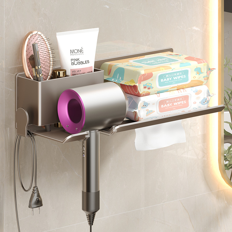 吹风机置物架免打孔卫生间脸巾纸架壁挂式店吹Q风机支架浴室收纳