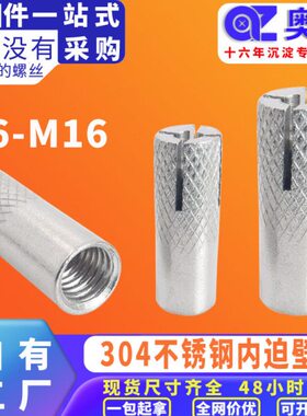304不锈钢内爆膨胀螺丝顶爆膨胀螺栓内破壁虎内迫膨胀管M46M8M10