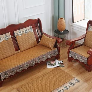 夏季 实木沙发垫冰藤凉席红木坐垫夏天藤草防滑加厚藤席联邦椅座垫