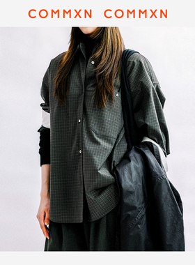 COMMXN·格纹衬衫休闲复古宽松百搭通勤长袖上衣2025秋季新款女装