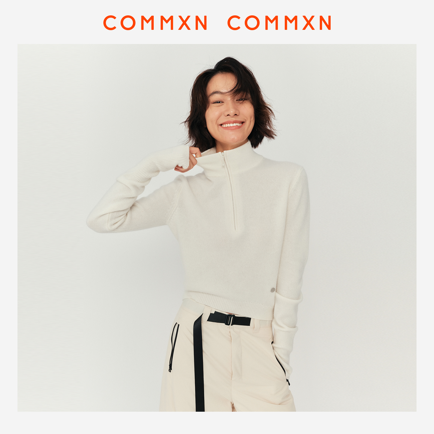 COMMXN·半拉链羊绒衫简约休闲合身百搭针织衫毛衣2024冬季女装