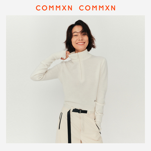 女装 毛衣2024冬季 简约休闲合身百搭针织衫 COMMXN·半拉链羊绒衫