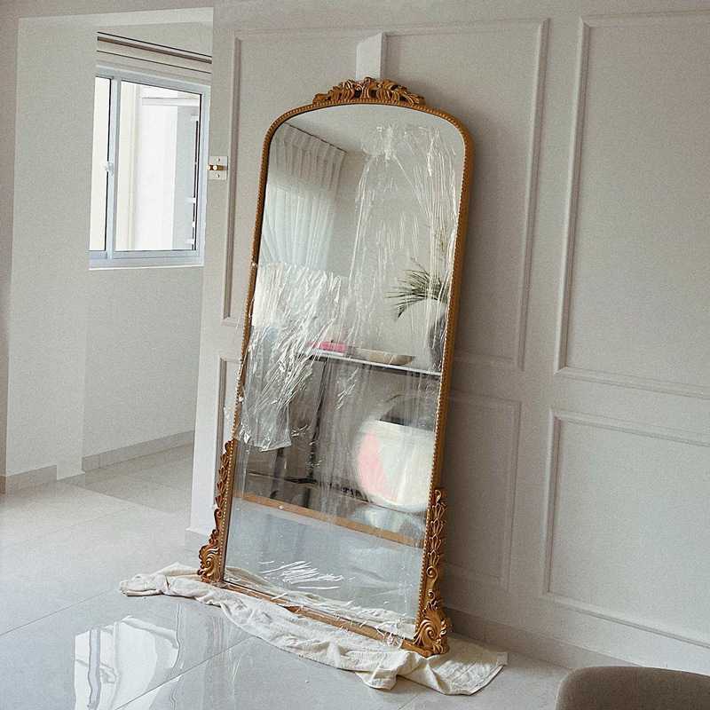 法式复古全身镜家用衣帽间欧式落地镜古典雕花服装店美式穿衣镜子