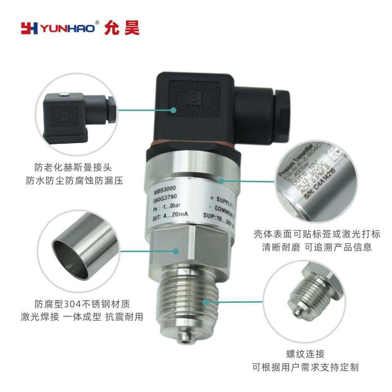 MBS3000 060G3790压力传感器0-1bar绝压4-20mA压力变送器-1-0bar