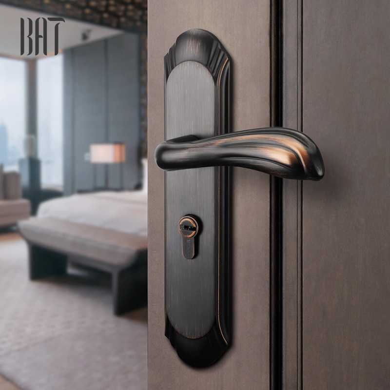 百安泰厂家 室内美式卧室欧式仿古门锁黑色静音木门防盗青古铜