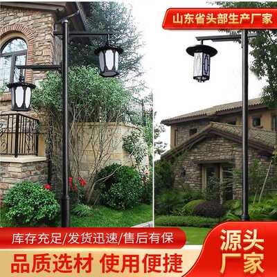 太阳能led仿古中式庭院灯户外3米4米公园园林双头小区方形景观灯