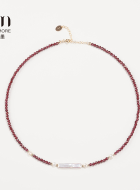 KISSMORE/琛墨赤珀星辉设计师天然巴洛克珍珠石榴石项链手链套装