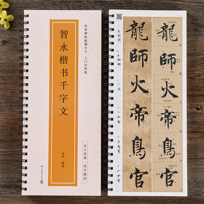 全文视频 智永楷书千字文传世碑帖临摹字卡入门对照版楷书毛笔字帖逐字精讲基础教程练字帖成人初学近距离临摹字卡放大版书法原帖