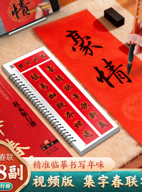 【视频版】赵孟頫行楷集字春联118副随身近距离临摹练字卡行楷书毛笔书法字帖 春节对联楹联福字春字吉语合体字合集写春联一本就够