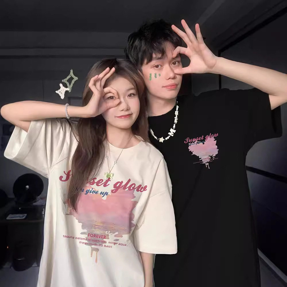 特别的情侣装夏装t恤2026新款roora不一样男女短袖高级感衣服套装