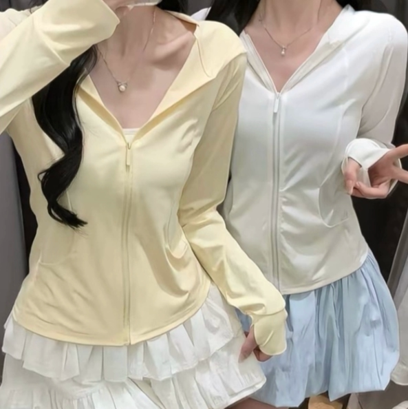 冰丝防晒衣休闲女夏季修身触感面料外套收腰显瘦上衣2026款设计感