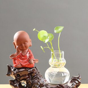 绿萝红掌水培花瓶玻璃透明创意个性水养鲜花器皿绿植花盆陶瓷摆件