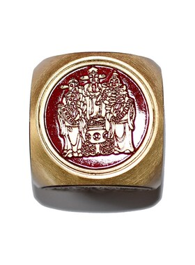 红色黄铜转钱h把玩圆形六面转解压赚钱摆件招财进宝时来运转文玩