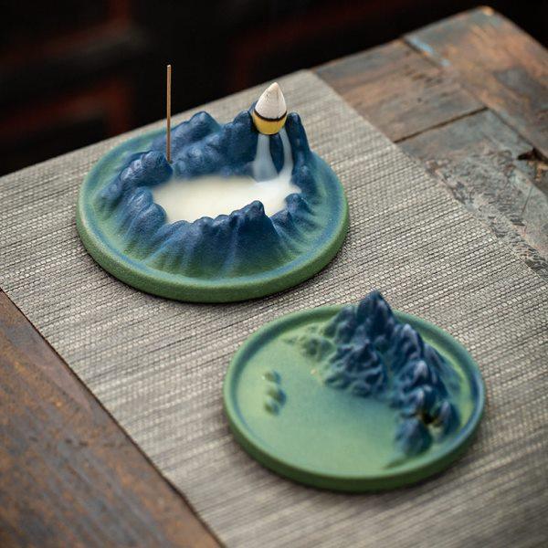 千里江山陶瓷线香插倒流香炉家用室内香薰炉禅意书房茶桌香座摆件,家居饰品,香托/香盘/香座/香插,淘宝优惠券,粉丝福利购,淘宝优惠卷