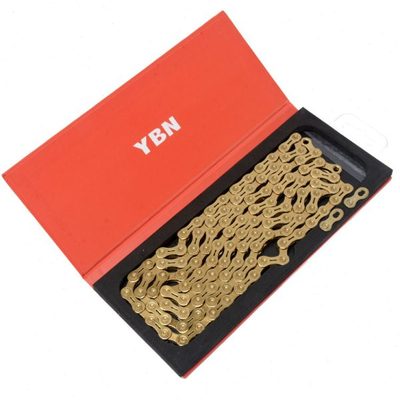 YBN山地自行车链条30速金色半镂空链条10速11速轻量公路车折叠车