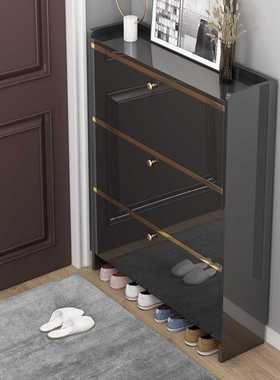 ft轻奢翻斗鞋柜简约17cm黑色烤漆门厅柜大容量玄关家用门口鞋