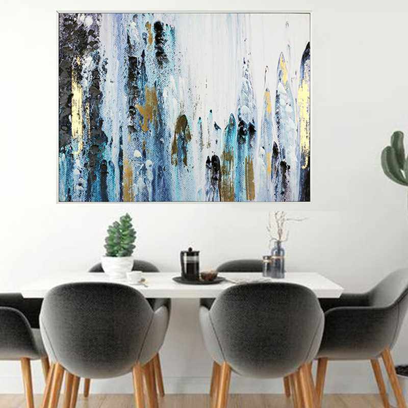 纯手绘油画现代简约创意肌理装饰画轻奢抽象客厅沙发背景竖版画