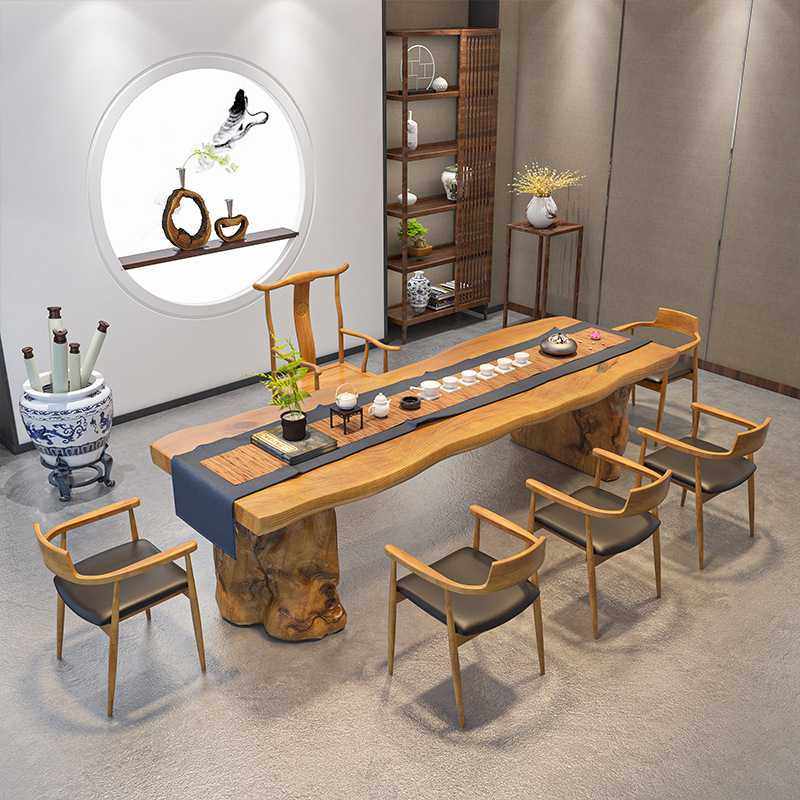 新中式实木泡茶桌椅组合家用客厅不规则边大板茶桌茶楼茶室喝茶桌,电子元器件市场,其它元器件,淘宝优惠券,粉丝福利购,淘宝优惠卷