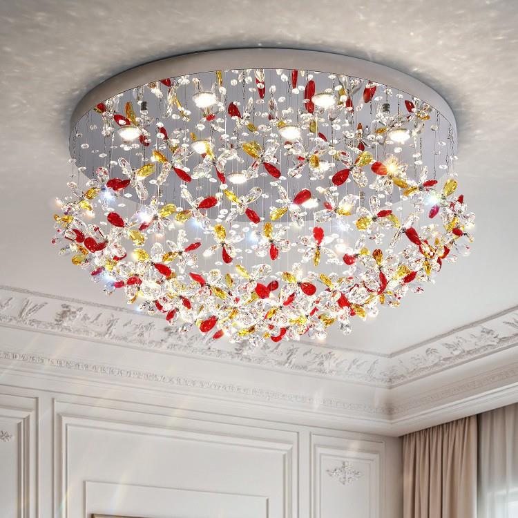 轻法式复古卧室吸顶灯客厅餐厅设计师款楼梯灯浪漫婚房花朵水晶灯