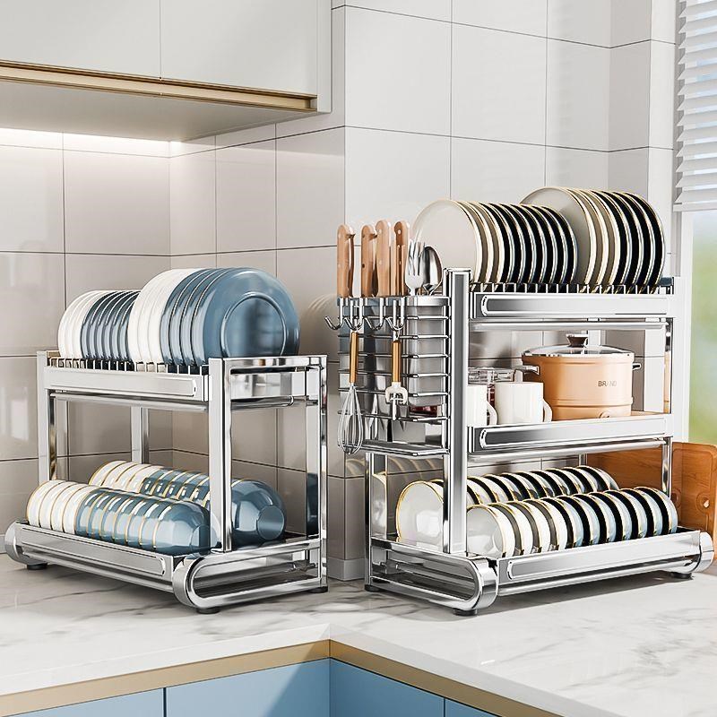 304不锈钢碗碟收纳架厨房多功能碗架置物架家用放碗Y筷碗盘沥水架