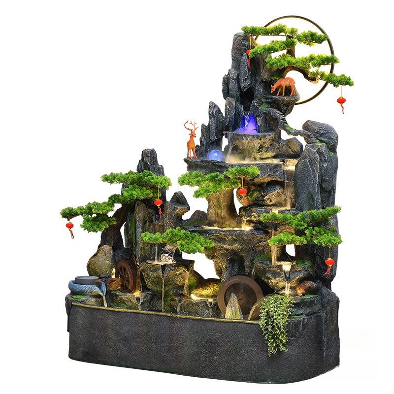 假山流水喷泉鱼池户m外庭s院装饰摆件客厅玄关家居装饰水系景观室