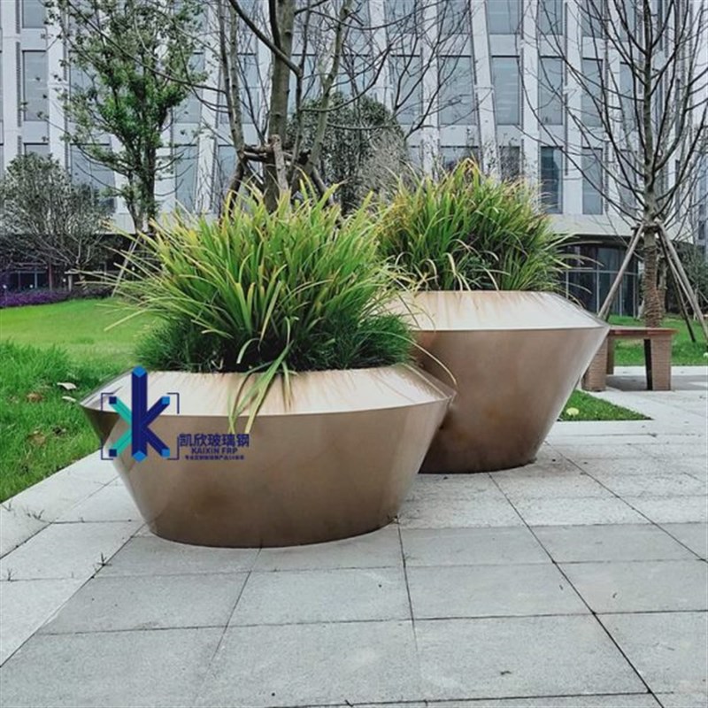 户外玻璃c钢花盆组合商场艺术花坛景观花池圆形树池落地大花钵