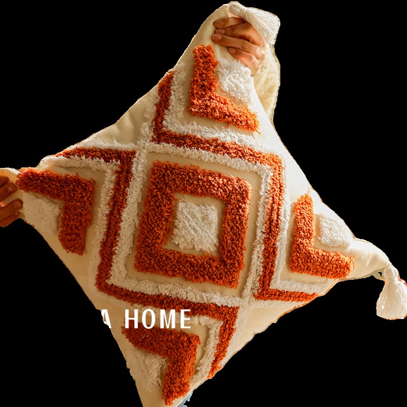 北欧簇绒抱枕客厅沙m发靠垫车载方形靠枕办公室腰靠酒店样板间枕