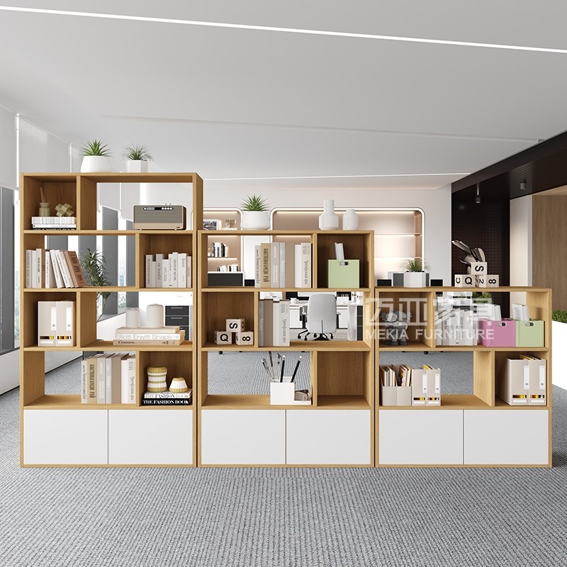 办公室隔断屏风置物架木r质文件储物矮柜简约装饰展示架公司花槽