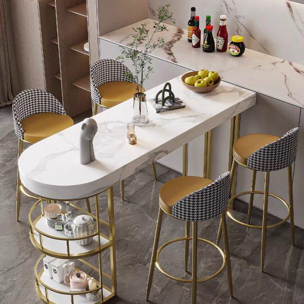 北欧大理石吧台桌家用靠墙客厅高脚桌椅厨房中岛台餐桌酒吧休闲桌