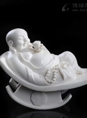 不倒翁陶瓷弥勒可爱把玩陶瓷弥勒摇摇椅工艺品家居办公桌橱柜摆件