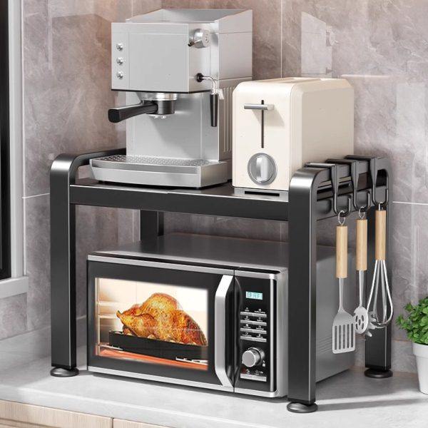 厨房微波炉置物架家用多功能烤箱架子桌面多层电饭锅可伸缩收纳架