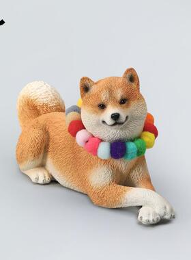 JXK 1/6柴犬模型仿真动物手办小狗周边玩偶车载装饰桌面摆件礼物