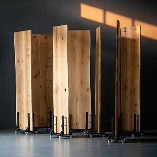 叁几 法国白橡木大板桌侘寂风自然边原木茶桌原木风餐桌实木桌面