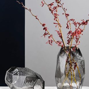 创意家居 现代简约样板间轻奢摆件饰品陶瓷花瓶北欧几何银色软装