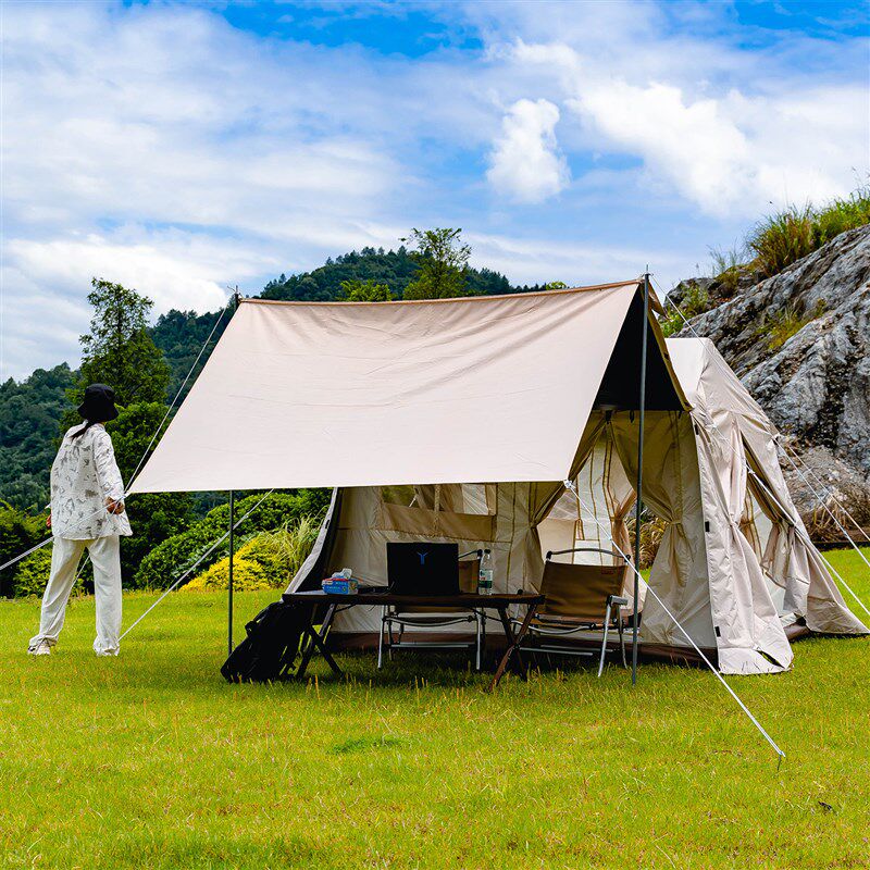 大空间帐篷户外露营防暴雨特大号野营过夜黑胶防晒帐篷天幕二合一