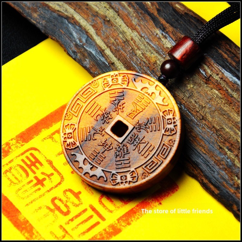 雷劈枣木雷劈桃木山鬼钱平安吊坠珠宝实木雕刻汽车吊坠钥匙链项链